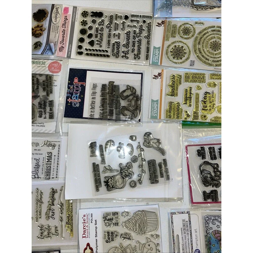 HUGE Mixed Lot of Clear Stamps For Crafting ANIMALS WORDS ETC